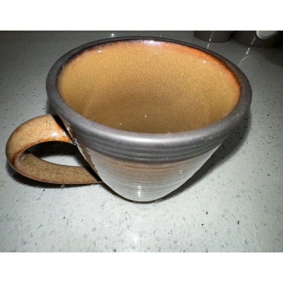 Sango Coffee Mugs Omega Cocoa Brown 4661 Set of 2 Pair Artisan Tea Espresso Cups - Picture 5 of 8